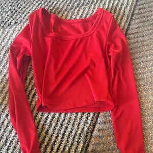 Red Long Sleeve Crop Top